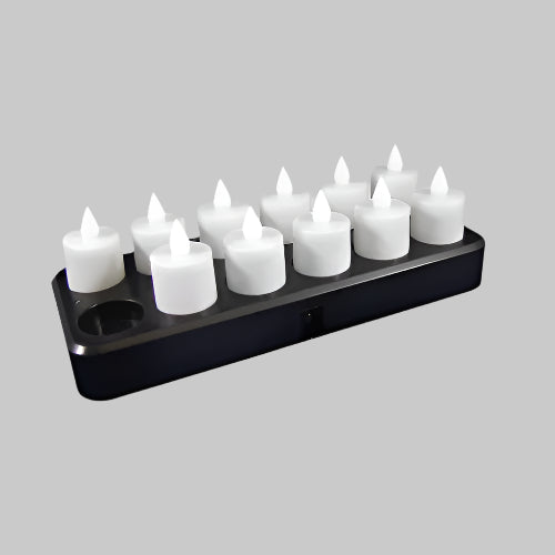 SafeFlame™ LED Tealights: Rechargeable 12pcs set