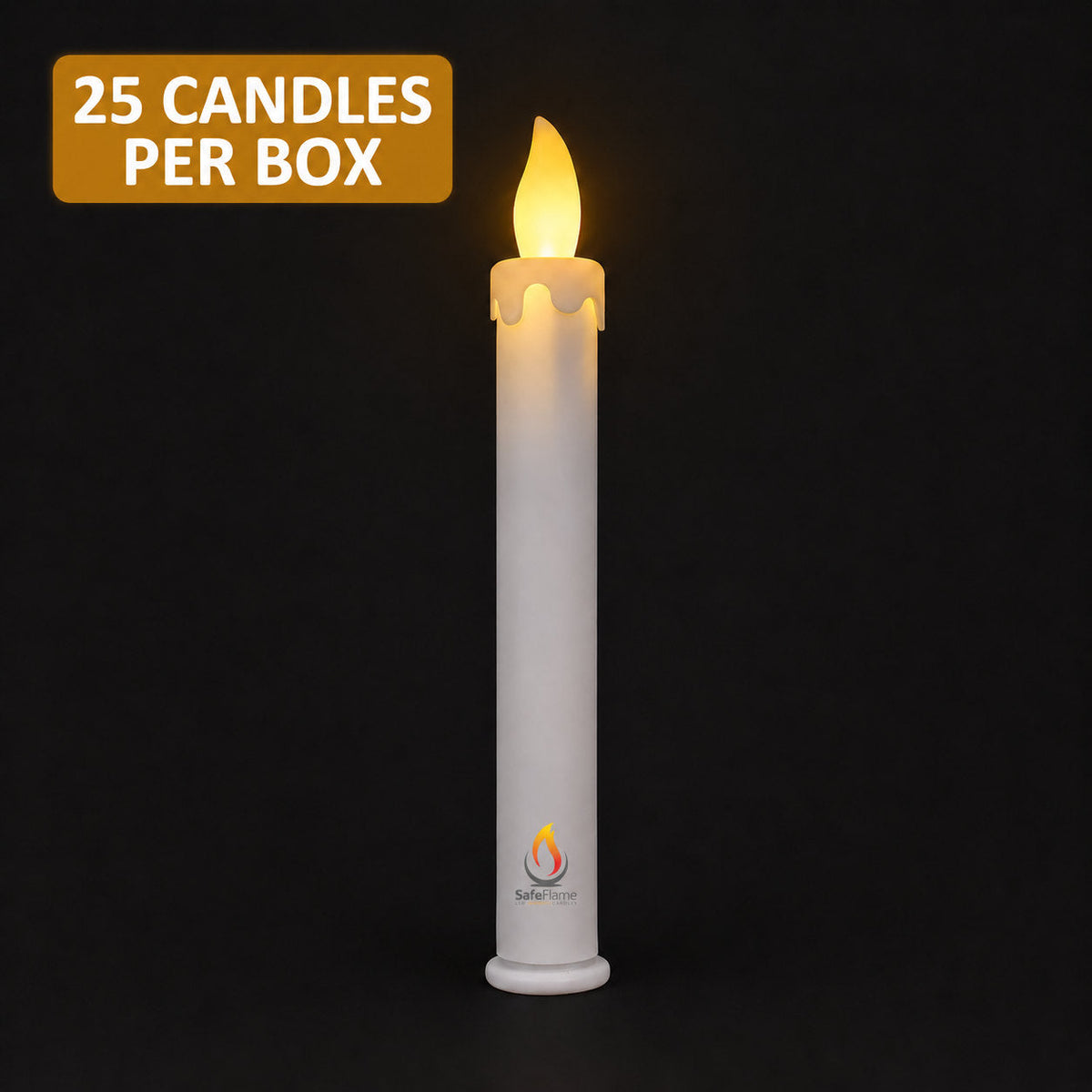 SafeFlame Classic LED candles 25-candle box — 25 candles per box