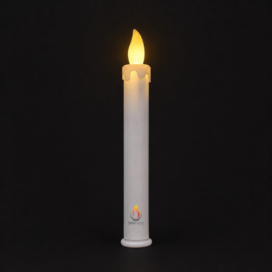 SafeFlame Classic LED taper candle with realistic warm flicker