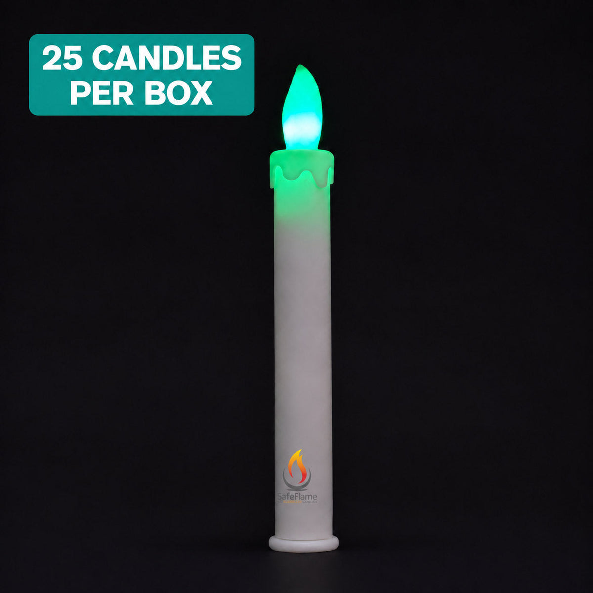SafeFlame Neon LED candles 25-candle box — 25 candles per box