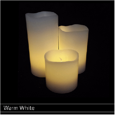 Medium Wax Pillar Set Warm White